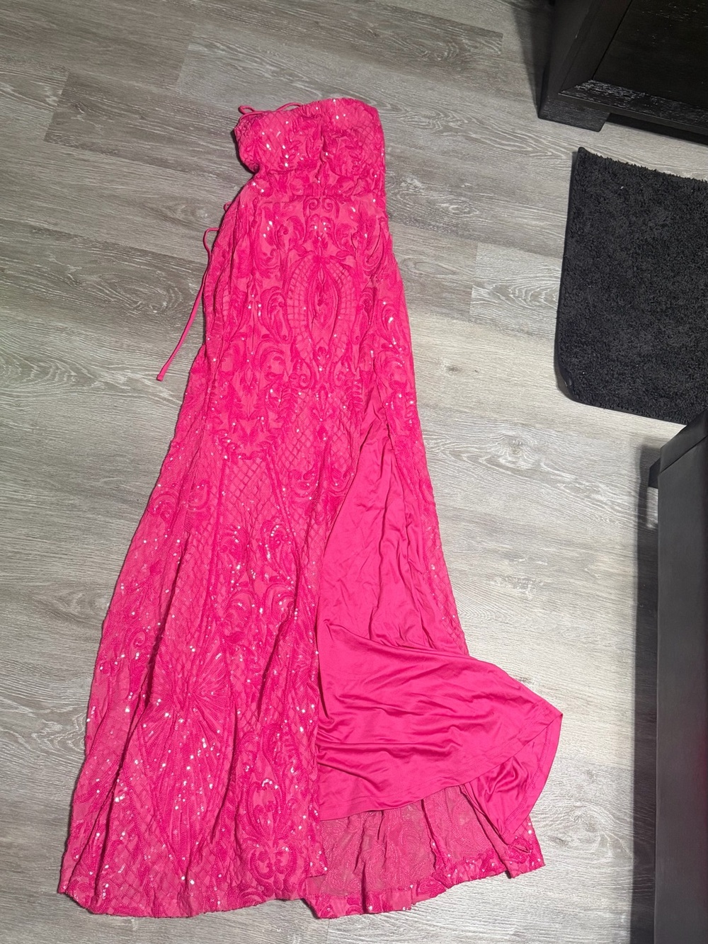 Windsor Hot Pink Strapless Sequin Prom Gown